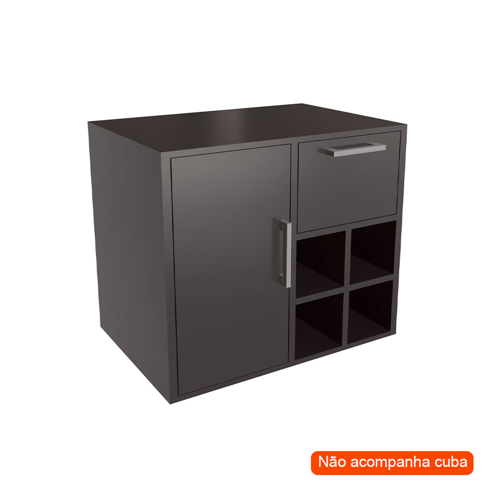 Gabinete de Banheiro Eduarda 1 PT 1 GV Grafite