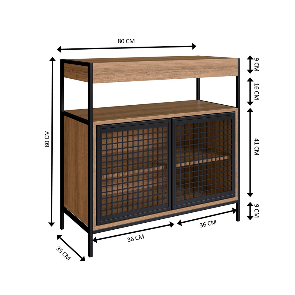 Gabinete de Banheiro Industrial Avis 2 PT Mel e Preto
