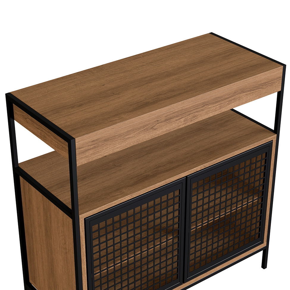 Gabinete de Banheiro Industrial Avis 2 PT Mel e Preto