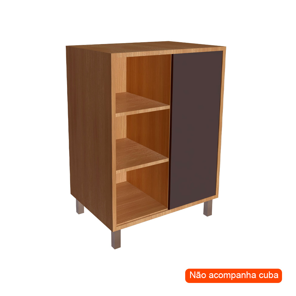 Gabinete de Banheiro Julia 1 PT Mel e Grafite
