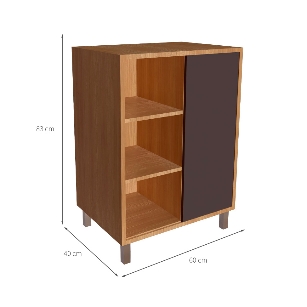 Gabinete de Banheiro Julia 1 PT Mel e Grafite