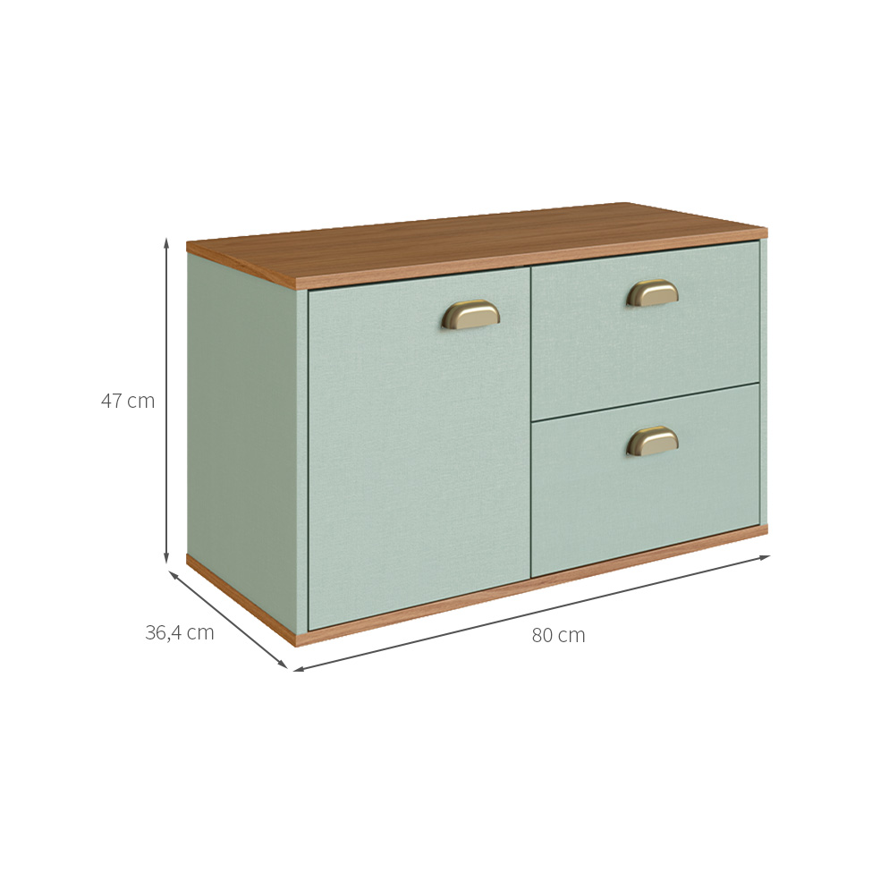 Gabinete de Banheiro Livia 1 Porta 2 Gavetas Freijó e Moscatel