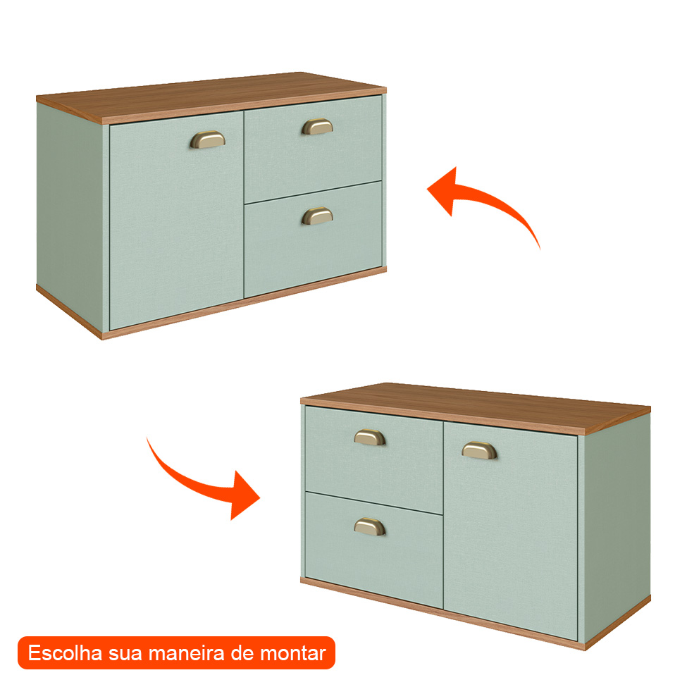 Gabinete de Banheiro Livia 1 Porta 2 Gavetas Freijó e Moscatel