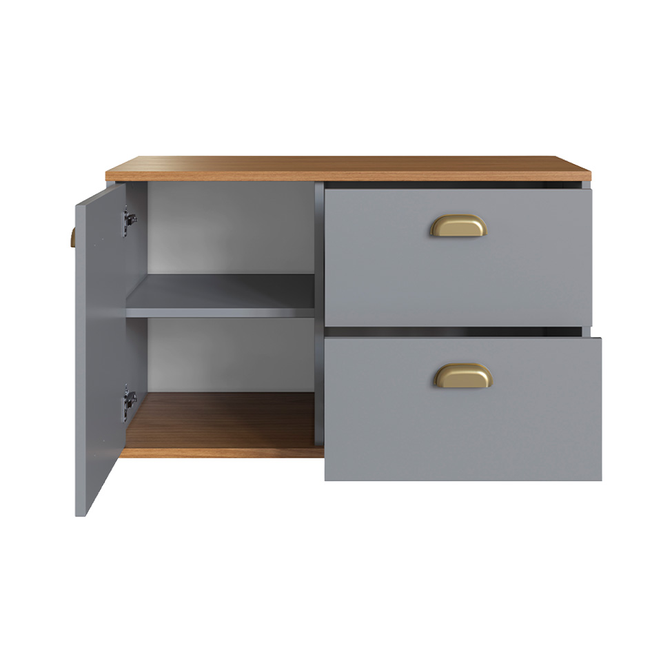 Gabinete de Banheiro Livia 1 Porta 2 Gavetas Freijó e Urbi