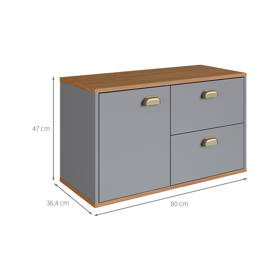 Gabinete de Banheiro Livia 1 Porta 2 Gavetas Freijó e Urbi