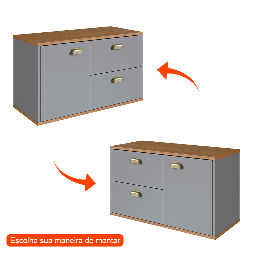 Gabinete de Banheiro Livia 1 Porta 2 Gavetas Freijó e Urbi