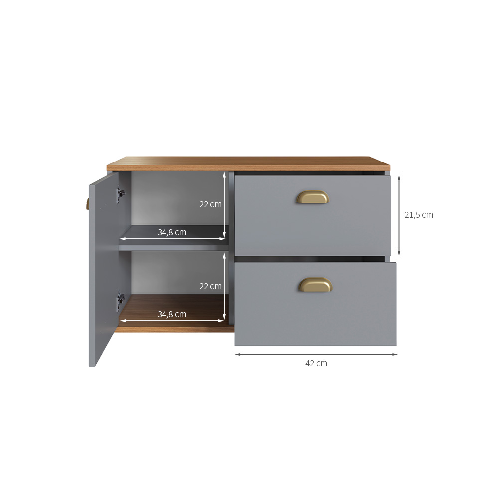 Gabinete de Banheiro Livia 1 Porta 2 Gavetas Freijó e Urbi