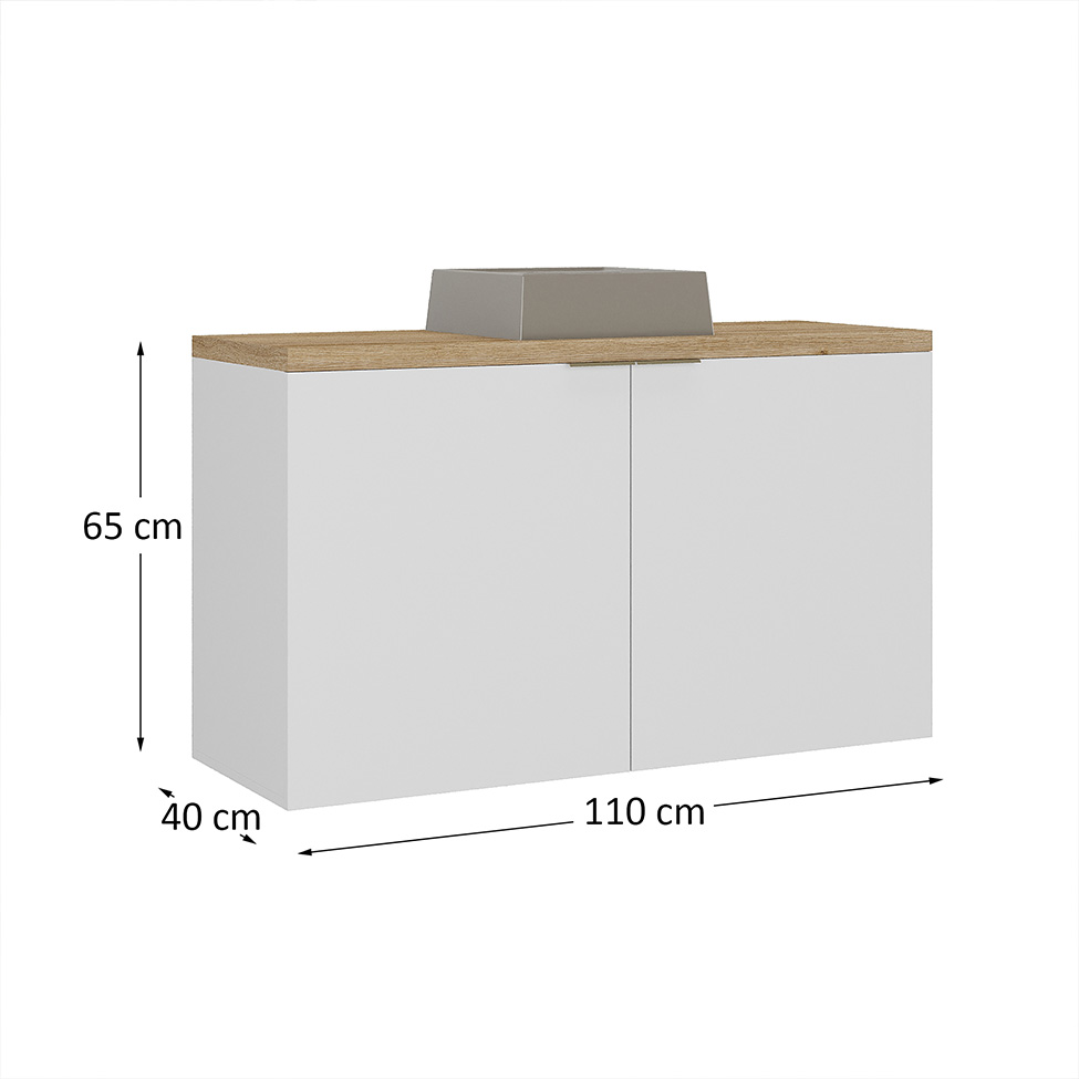 Gabinete de Banheiro Nature 2 Portas Branco 110 cm