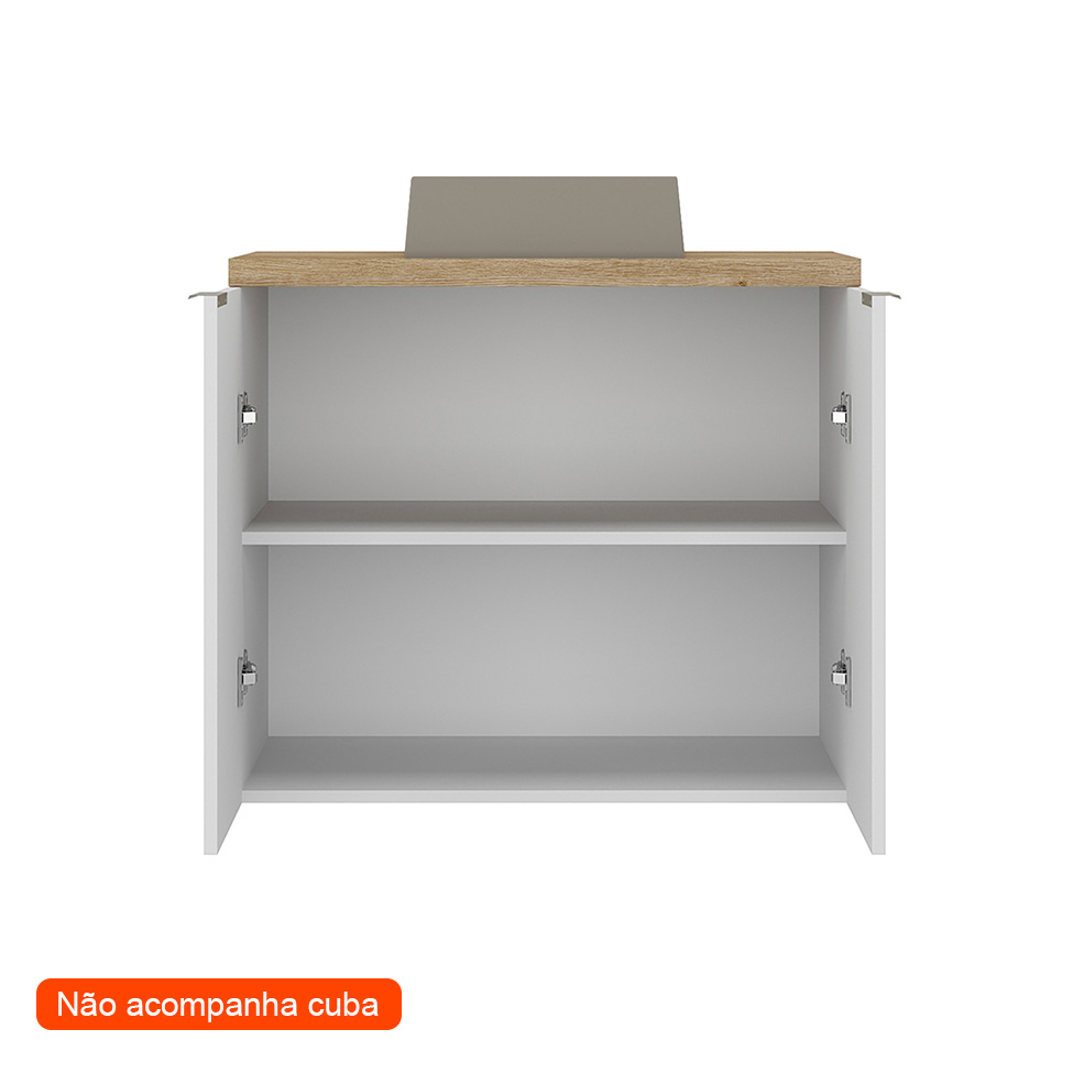 Gabinete de Banheiro Nature 2 Portas Branco 75 cm