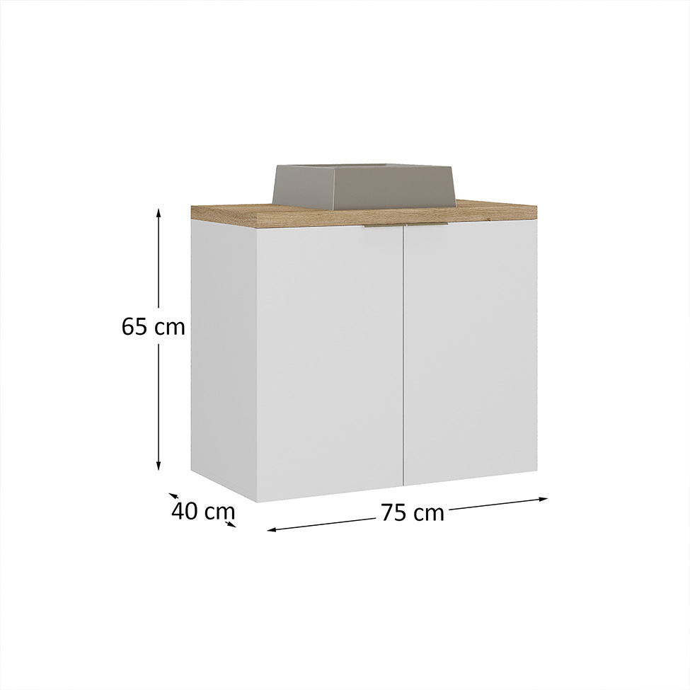 Gabinete de Banheiro Nature 2 Portas Branco 75 cm