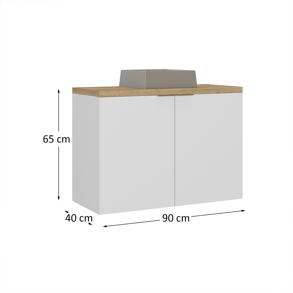 Gabinete de Banheiro Nature 2 Portas Branco 90 cm
