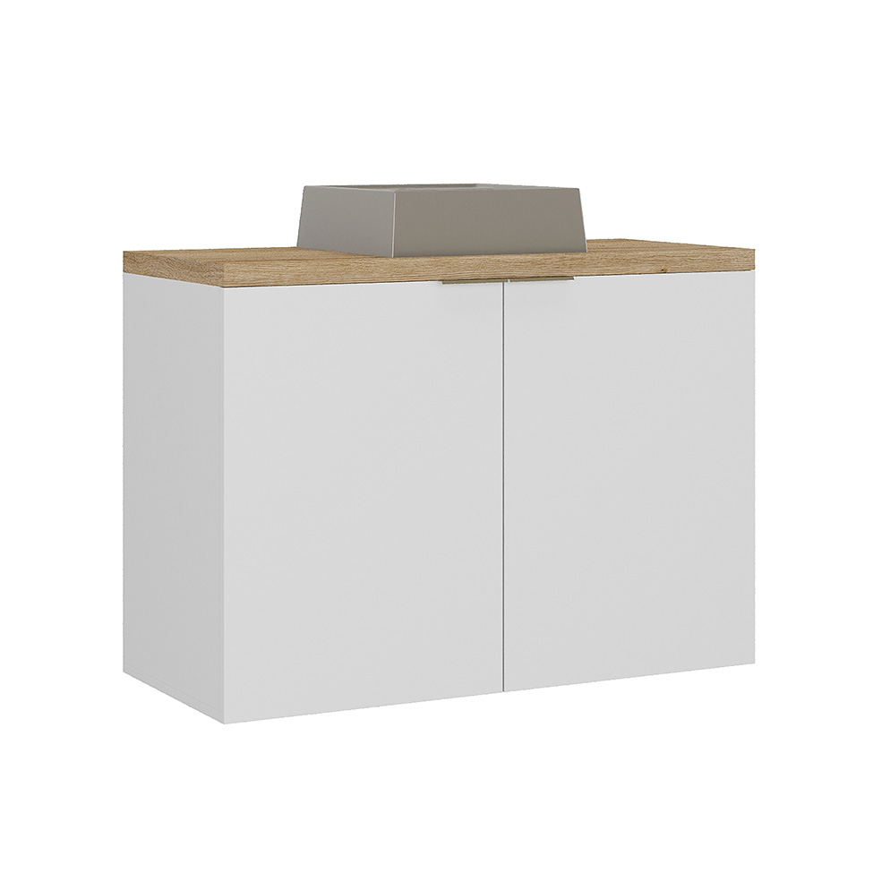 Gabinete de Banheiro Nature 2 Portas Branco 90 cm