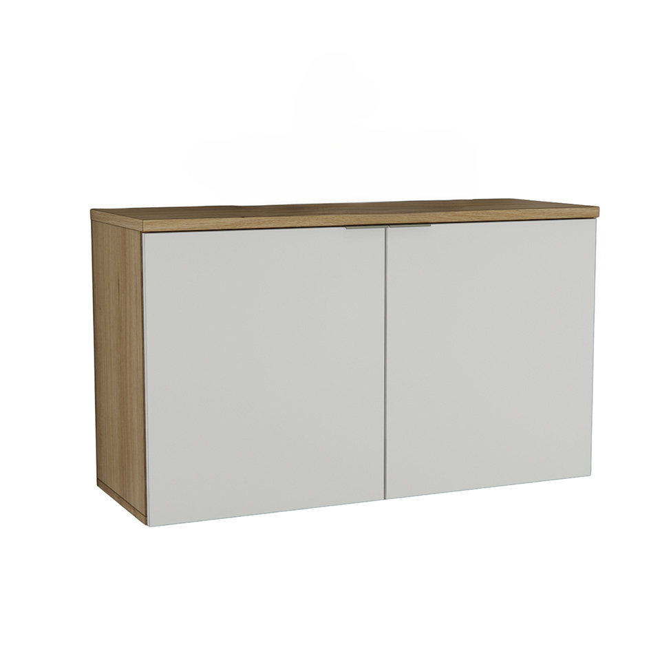 Gabinete de Banheiro Nature 2 Portas Carvalho e Branco 110 cm