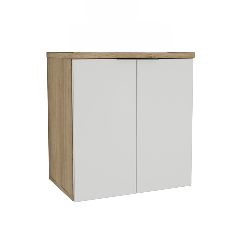 Gabinete de Banheiro Nature 2 Portas Carvalho e Branco 60 cm
