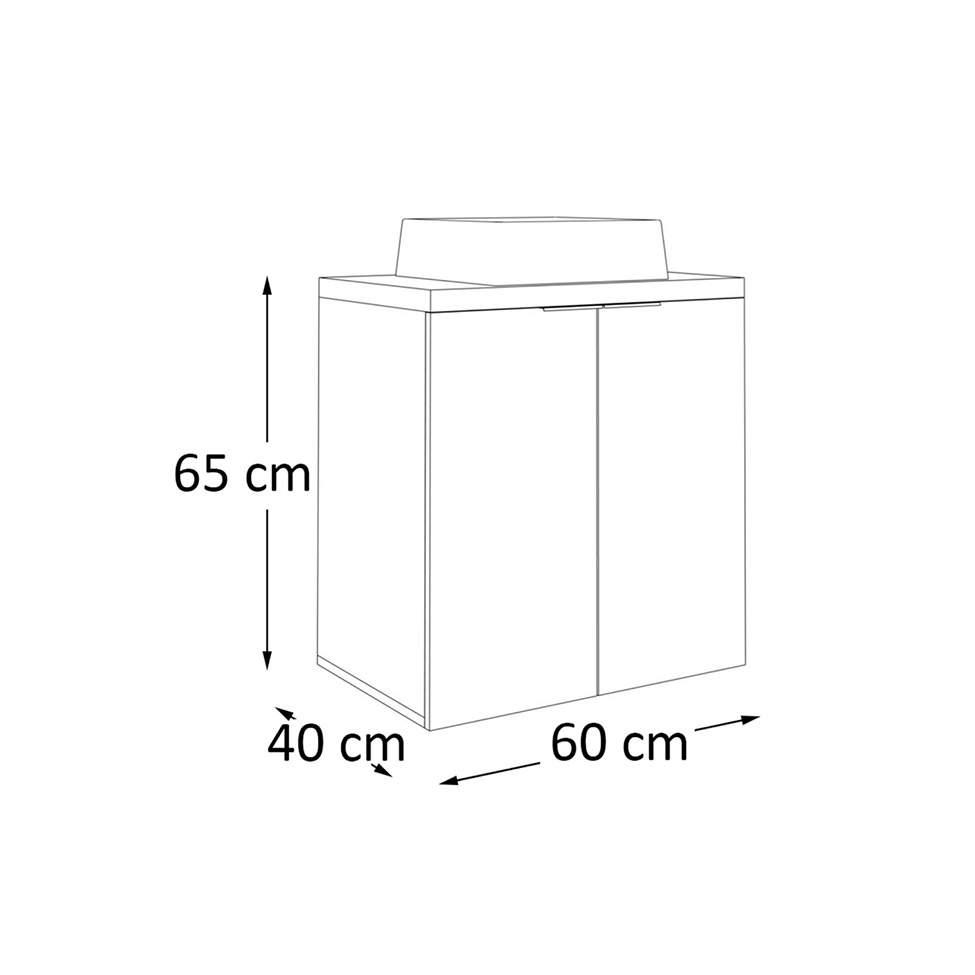 Gabinete de Banheiro Nature 2 Portas Carvalho e Branco 60 cm