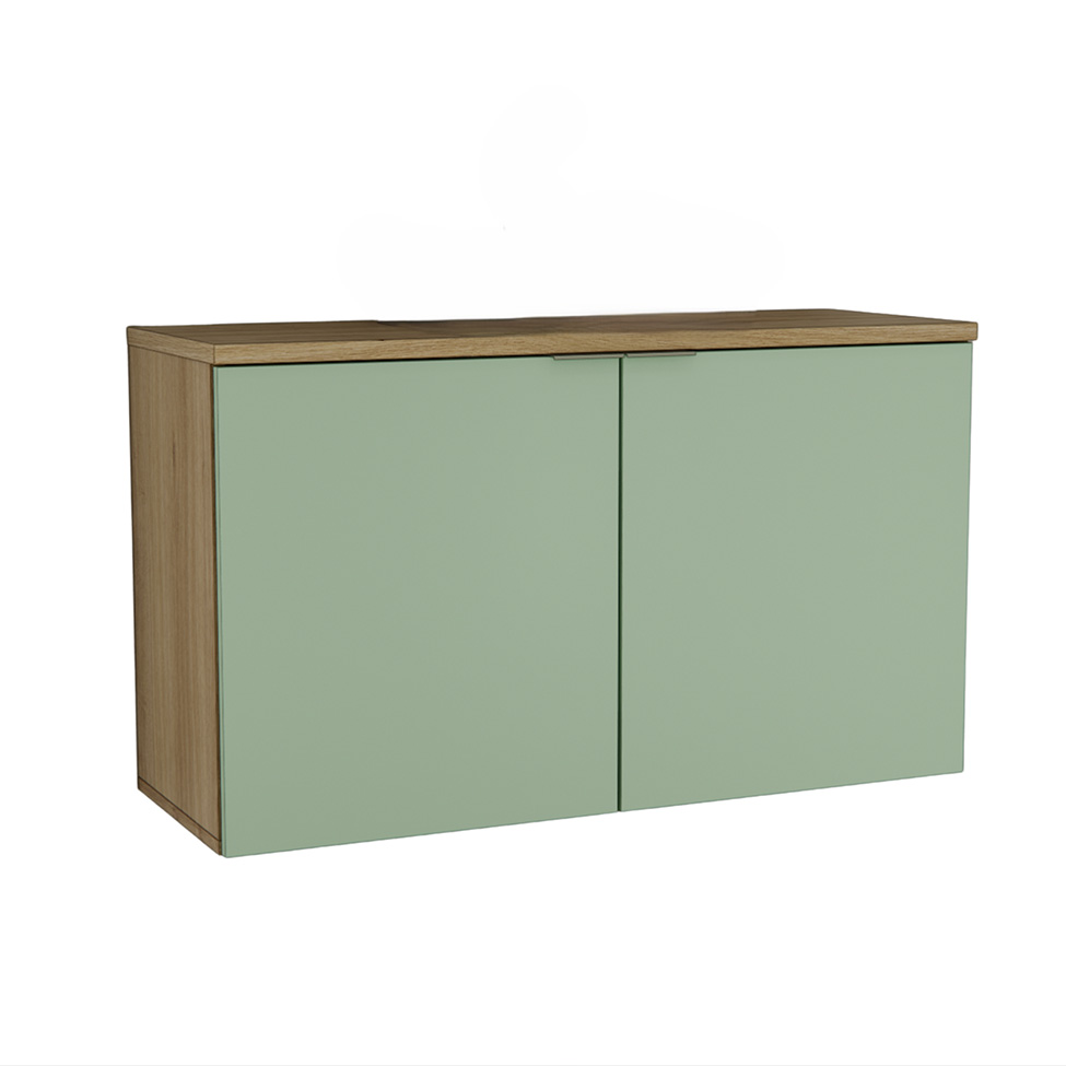 Gabinete de Banheiro Nature 2 Portas Carvalho e Verde 110 cm