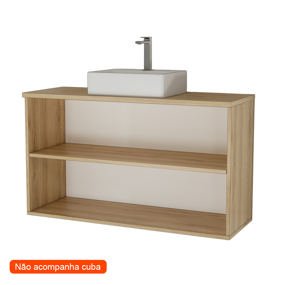 Gabinete de Banheiro Nature 2 Portas Carvalho e Verde 110 cm