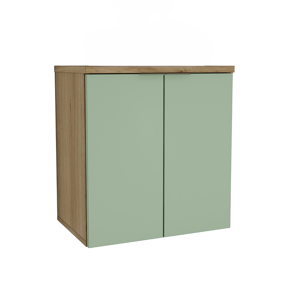 Gabinete de Banheiro Nature 2 Portas Carvalho e Verde 60 cm