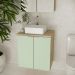 Gabinete de Banheiro Nature 2 Portas Carvalho e Verde 60 cm
