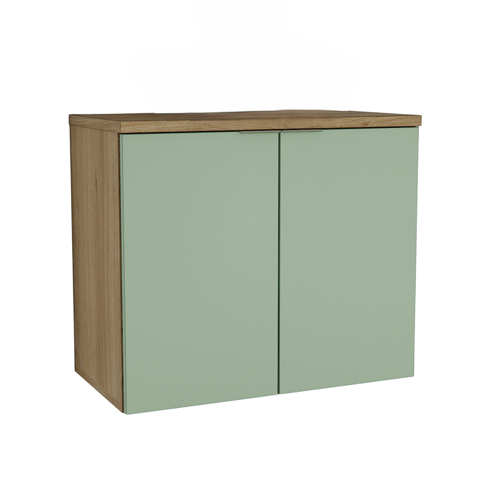 Gabinete de Banheiro Nature 2 Portas Carvalho e Verde 75 cm