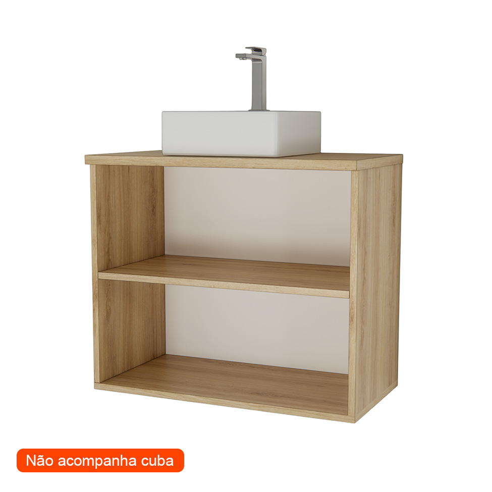 Gabinete de Banheiro Nature 2 Portas Carvalho e Verde 75 cm