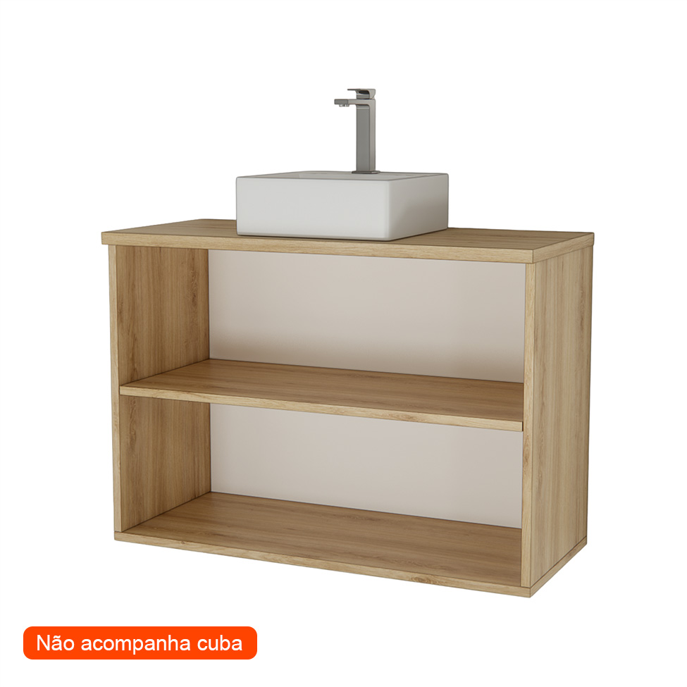 Gabinete de Banheiro Nature 2 Portas Carvalho e Verde 90 cm