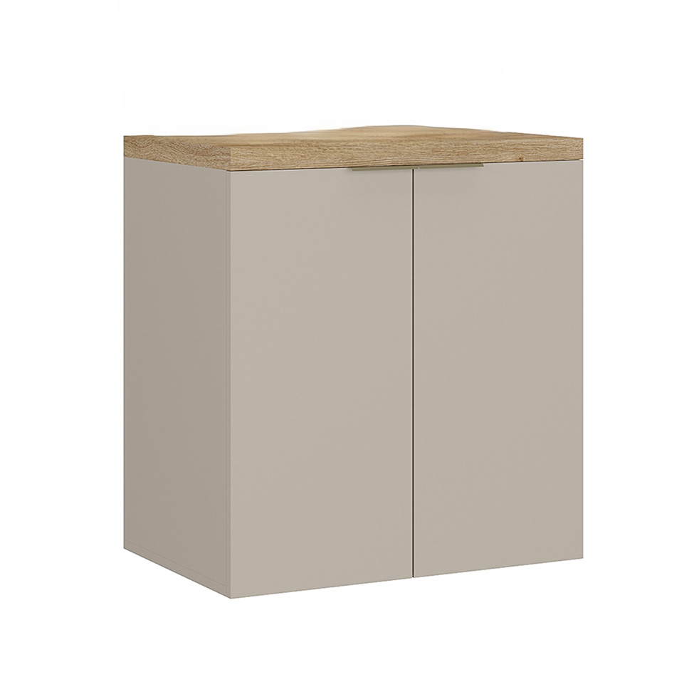 Gabinete de Banheiro Nature 2 Portas Nude e Carvalho 60 cm