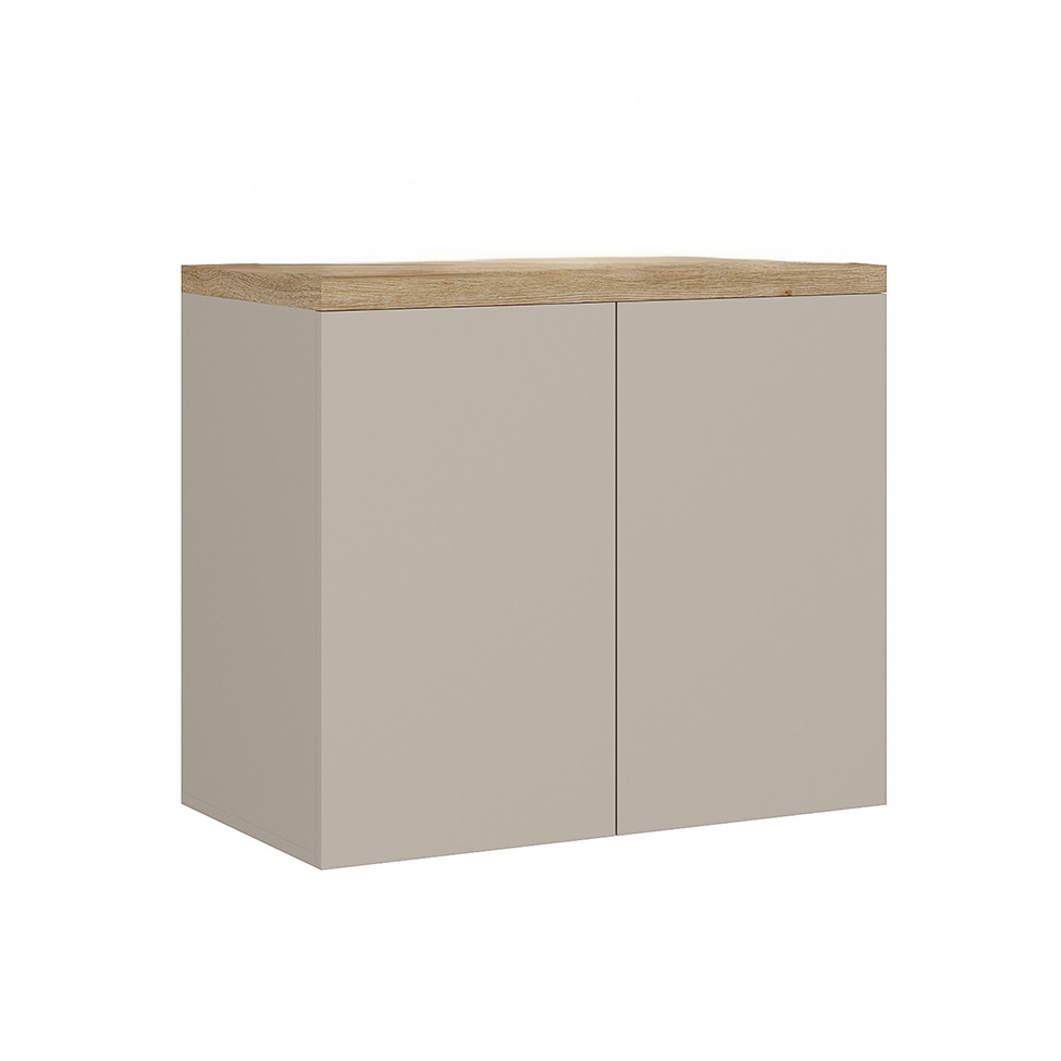 Gabinete de Banheiro Nature 2 Portas Nude e Carvalho 75 cm