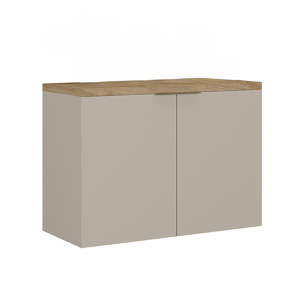 Gabinete de Banheiro Nature 2 Portas Nude e Carvalho 90 cm