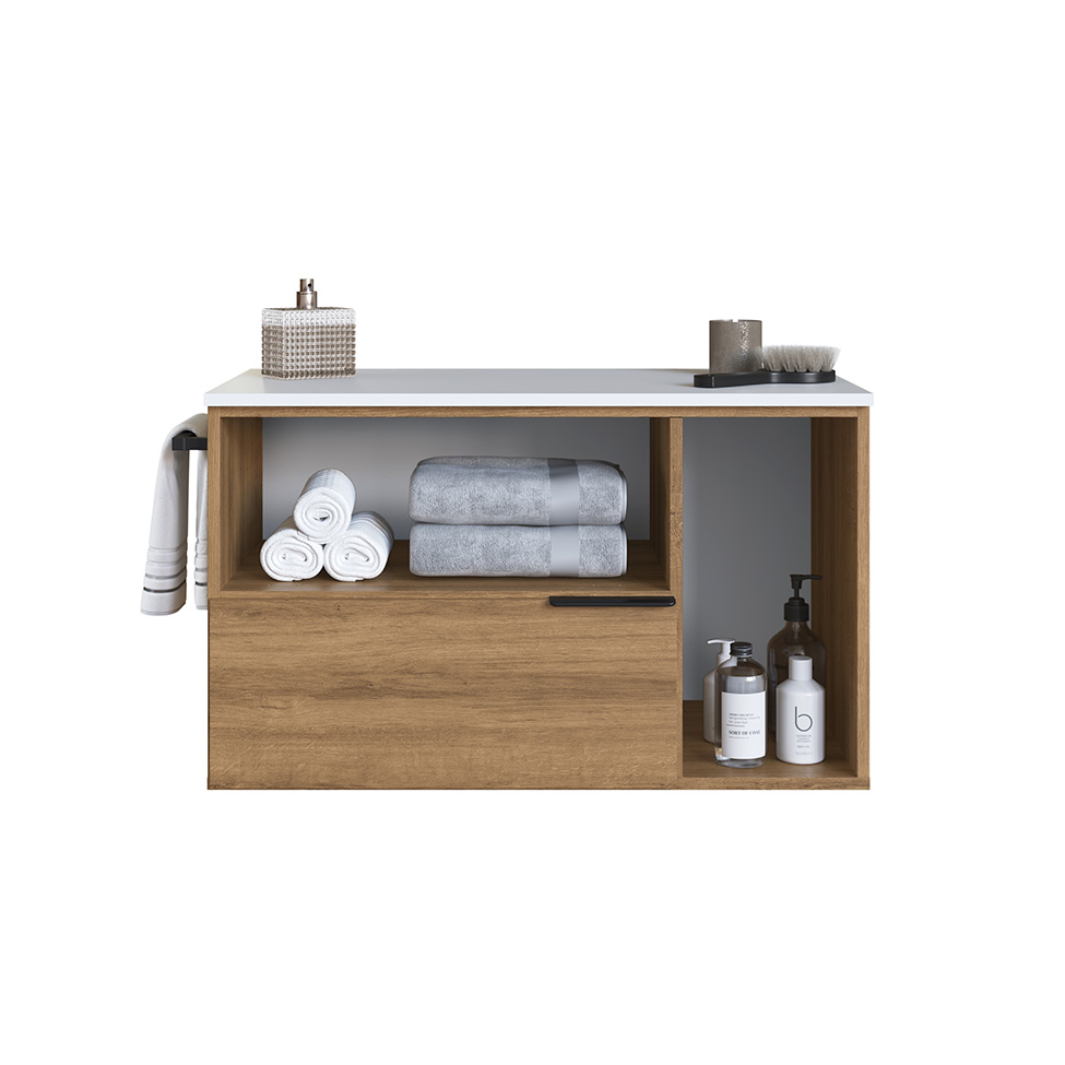 Gabinete de Banheiro Pamplona 2 PT 1 GV Mel e Branco