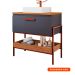 Gabinete de Banheiro Portinari 1 PT Titanium e Freijó 85 cm