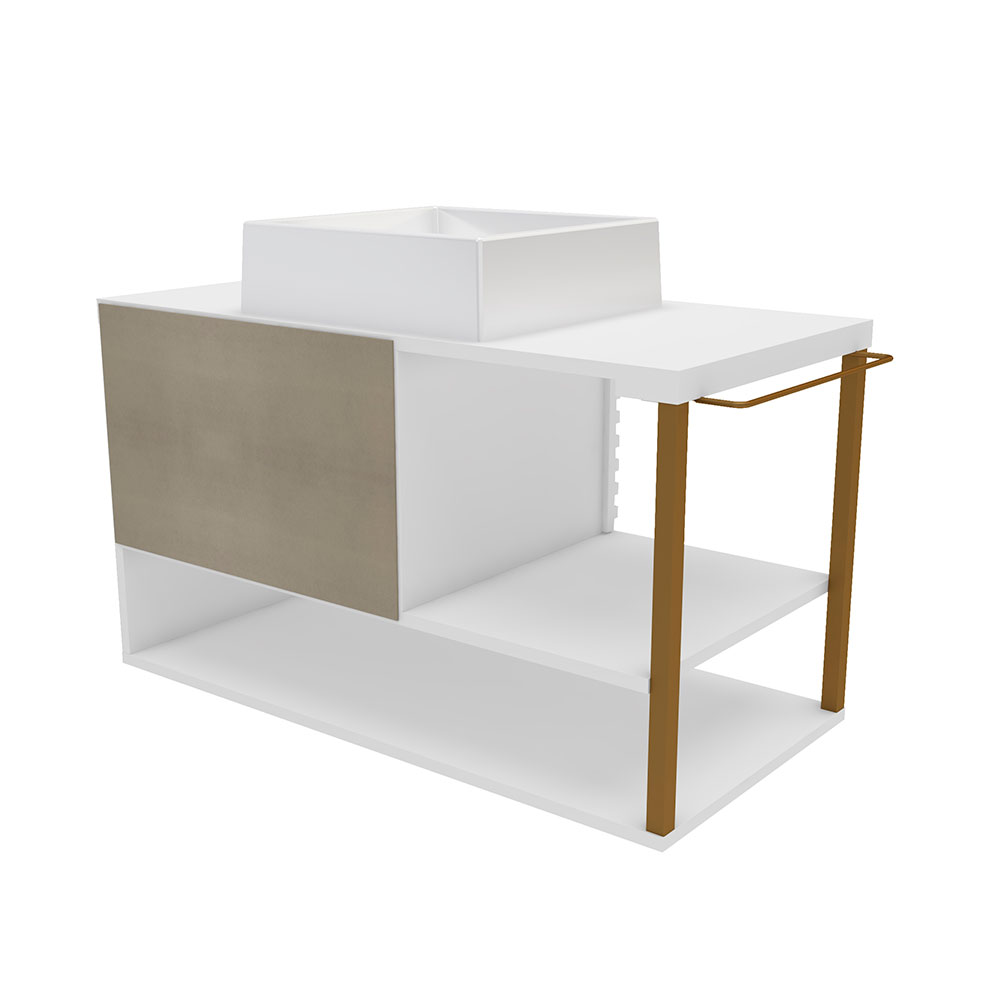 Gabinete de Banheiro Urban 1 PT Branco e Dourado