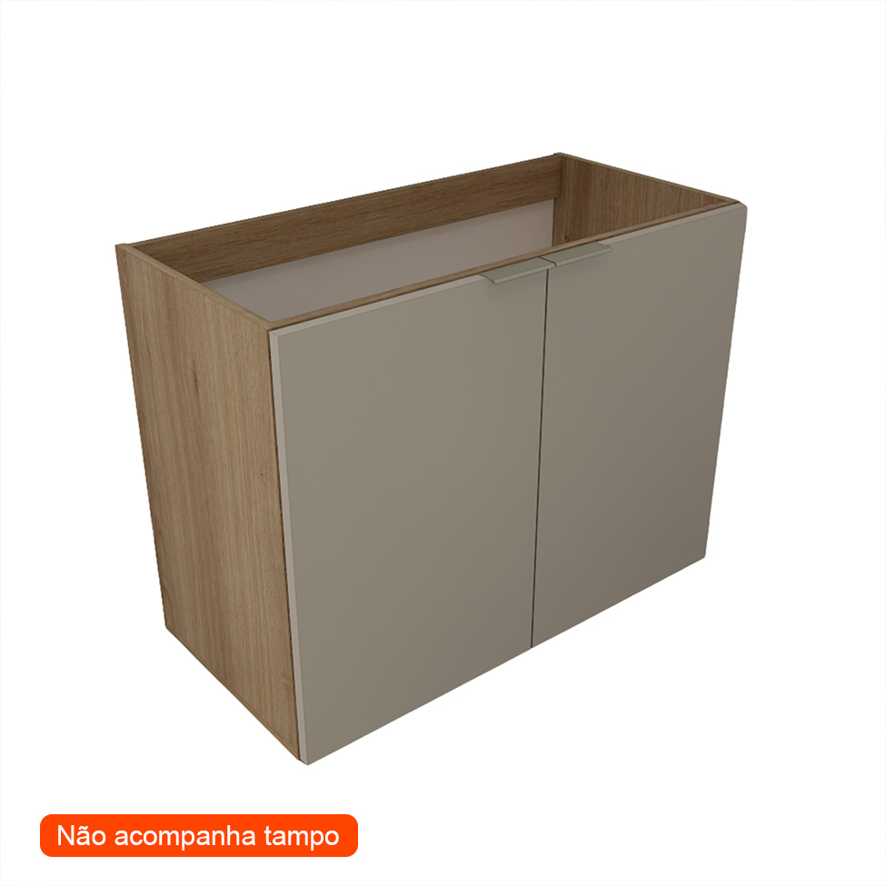 Gabinete de Banheiro Vittare 2 Portas Carvalho e Branco