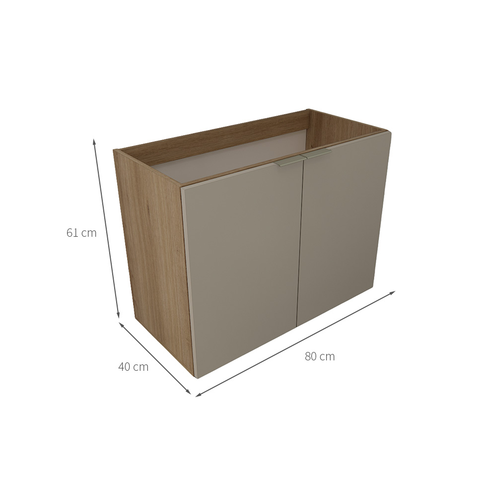 Gabinete de Banheiro Vittare 2 Portas Carvalho e Branco