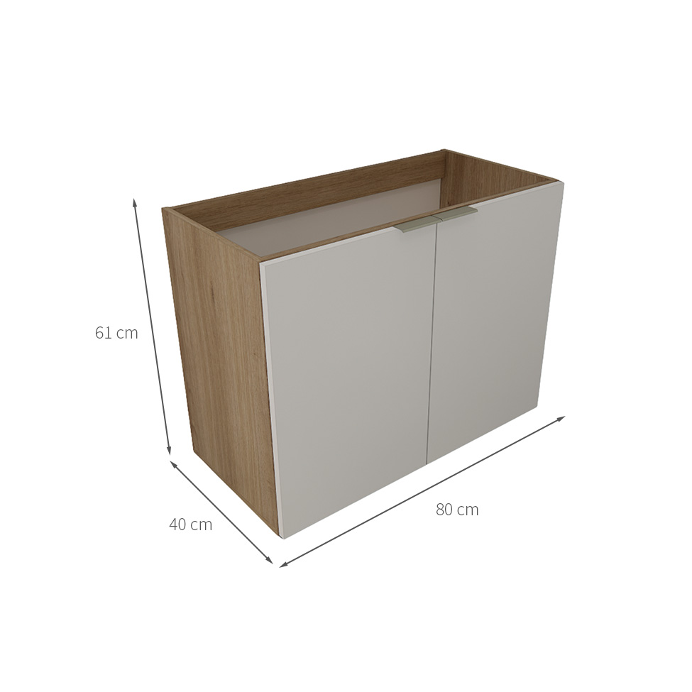 Gabinete de Banheiro Vittare 2 Portas Carvalho e Nude