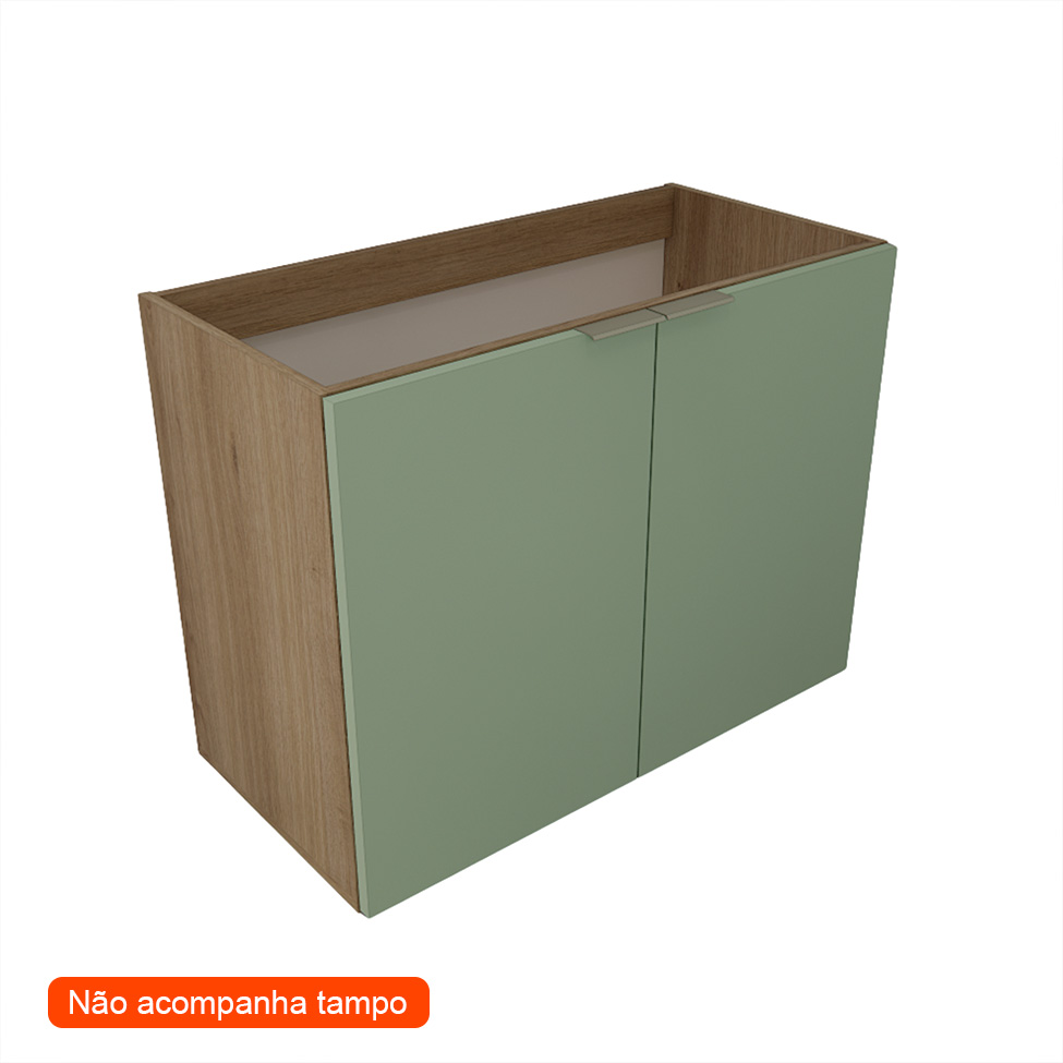 Gabinete de Banheiro Vittare 2 Portas Carvalho e Verde