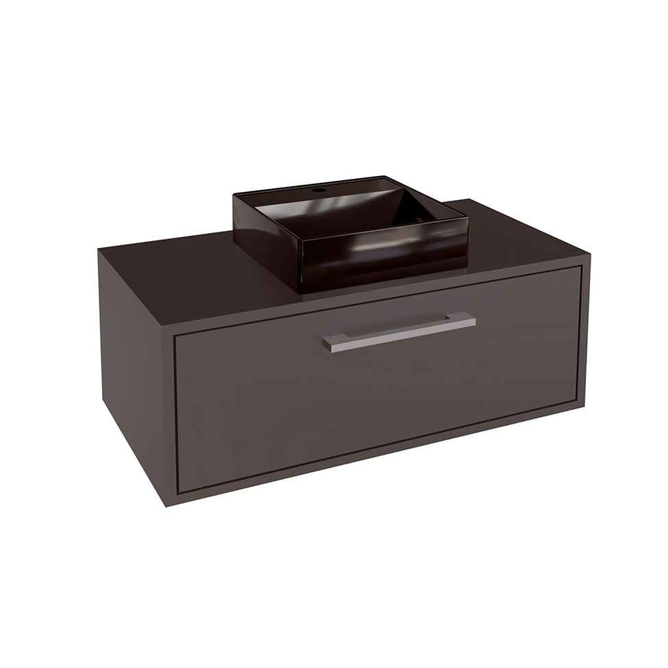 Gabinete de Banheiro com Cuba Alice II 1 PT Grafite