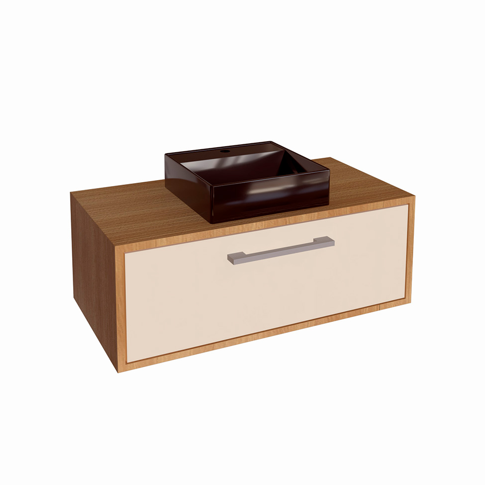 Gabinete de Banheiro com Cuba Alice II 1 PT Mel e Arenas