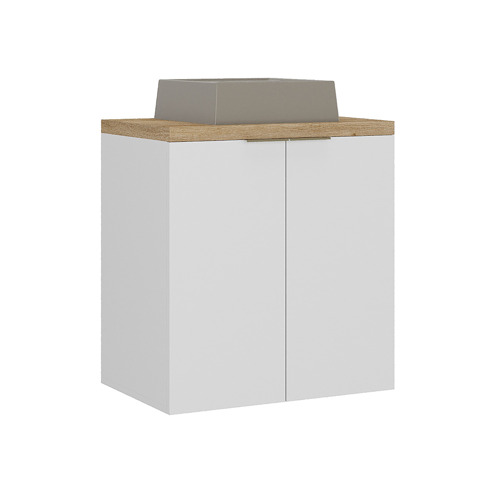Gabinete de Banheiro com Cuba Nature 2 Portas Branco 60 cm