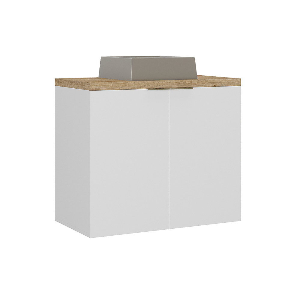 Gabinete de Banheiro com Cuba Nature 2 Portas Branco 75 cm