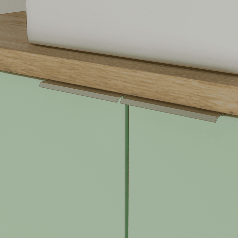 Gabinete de Banheiro com Cuba Nature 2 Portas Carvalho e Verde 110 cm