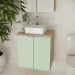 Gabinete de Banheiro com Cuba Nature 2 Portas Carvalho e Verde 60 cm