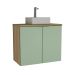 Gabinete de Banheiro com Cuba Nature 2 Portas Carvalho e Verde 75 cm