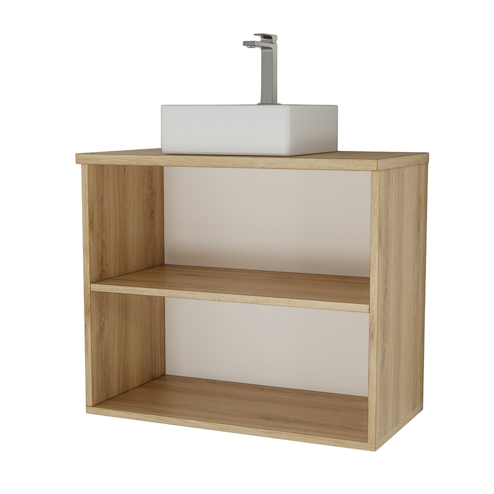 Gabinete de Banheiro com Cuba Nature 2 Portas Carvalho e Verde 75 cm