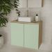 Gabinete de Banheiro com Cuba Nature 2 Portas Carvalho e Verde 75 cm