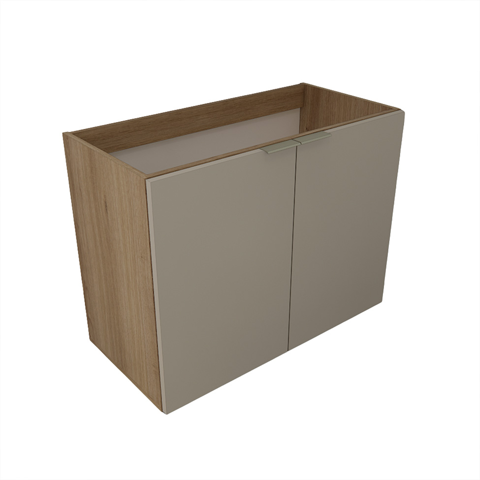 Gabinete de Banheiro com Pia Vittare 2 Portas Carvalho e Branco