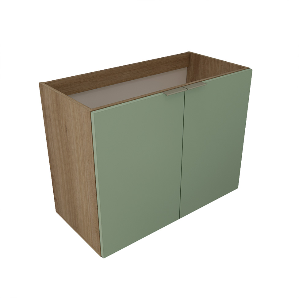 Gabinete de Banheiro com Pia Vittare 2 Portas Carvalho e Verde