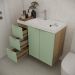 Gabinete de Banheiro com Pia Vittare I 2 Portas 3 Gavetas Carvalho e Verde