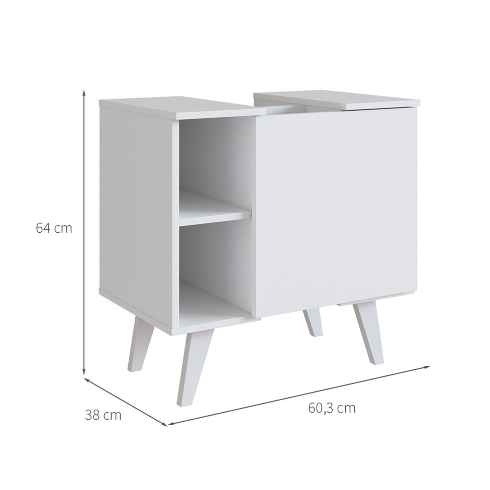 Gabinete de Banheiro de Coluna Slim 1 PT Branco