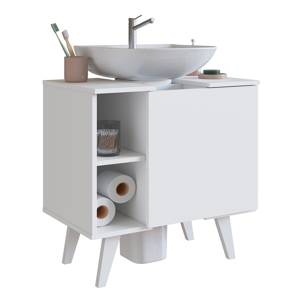 Gabinete de Banheiro de Coluna Slim 1 PT Branco